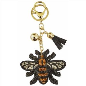 Bling Rhinestone Bee Puffy Purse Charm Key Chain